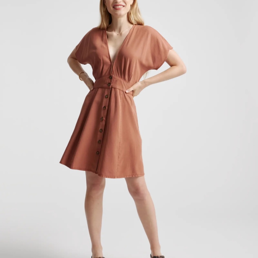 Vintage Wash Tencel Button Front Dress (S)